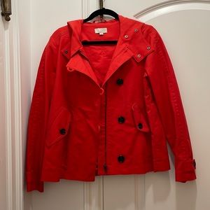 LOFT Red crop rain jacket.